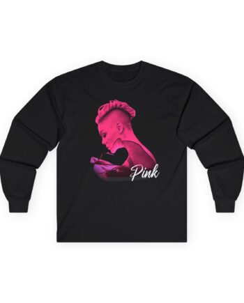 P!nk Silhouette Photo Peach Unisex Ultra Cotton Long Sleeve Tee