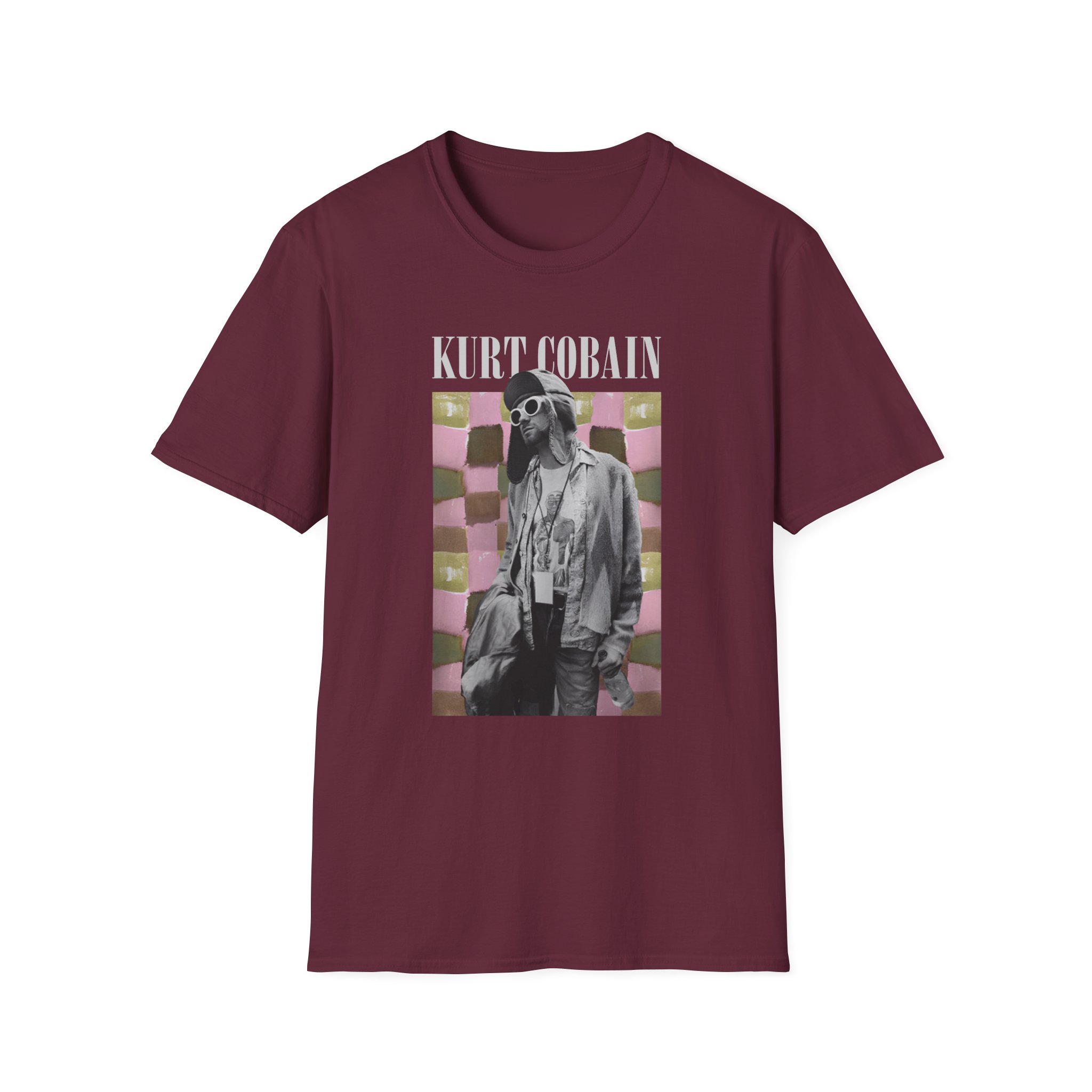 Kurt Cobain Checkered Unisex Softstyle T-Shirt