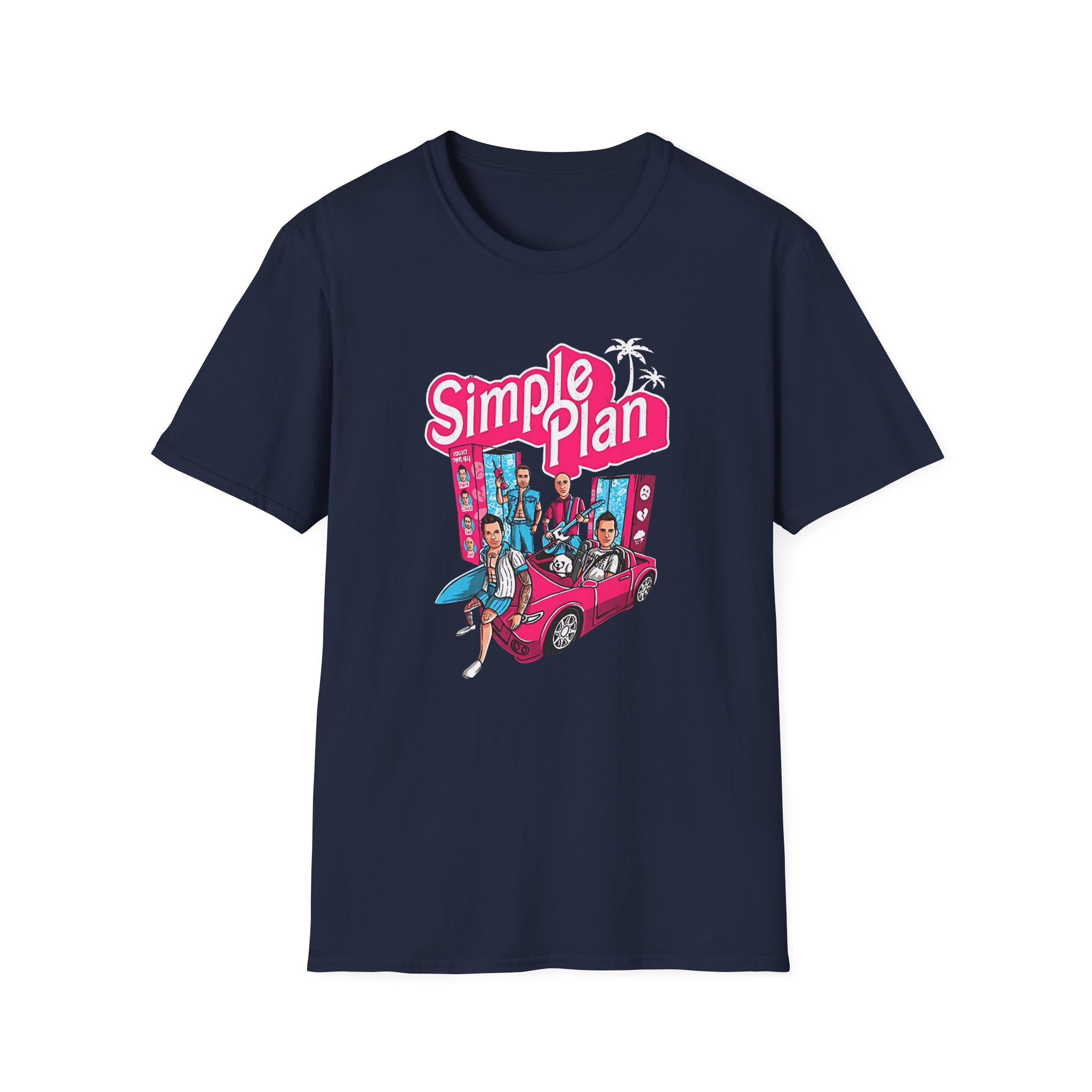 Simple Plan Dolls and Car Unisex Softstyle T-Shirt