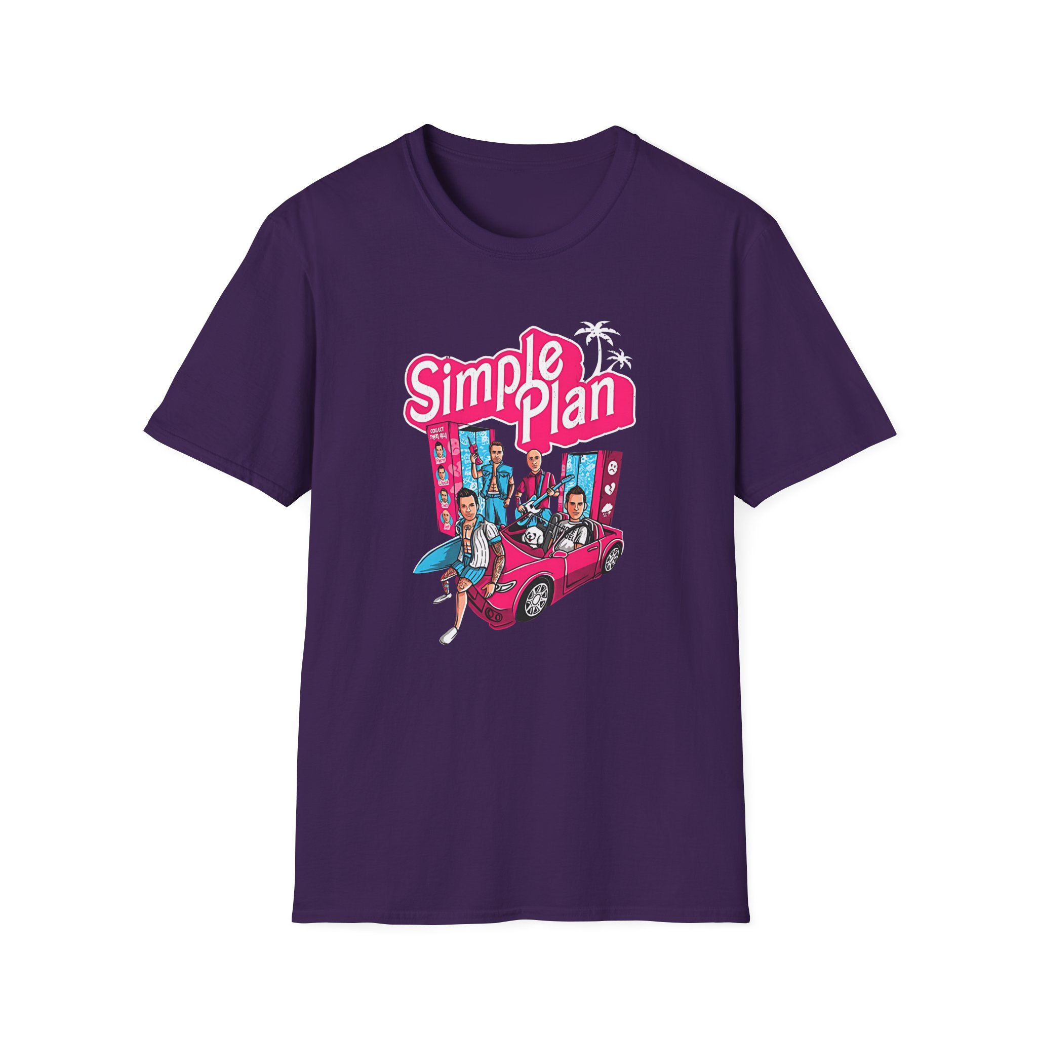 Simple Plan Dolls and Car Unisex Softstyle T-Shirt