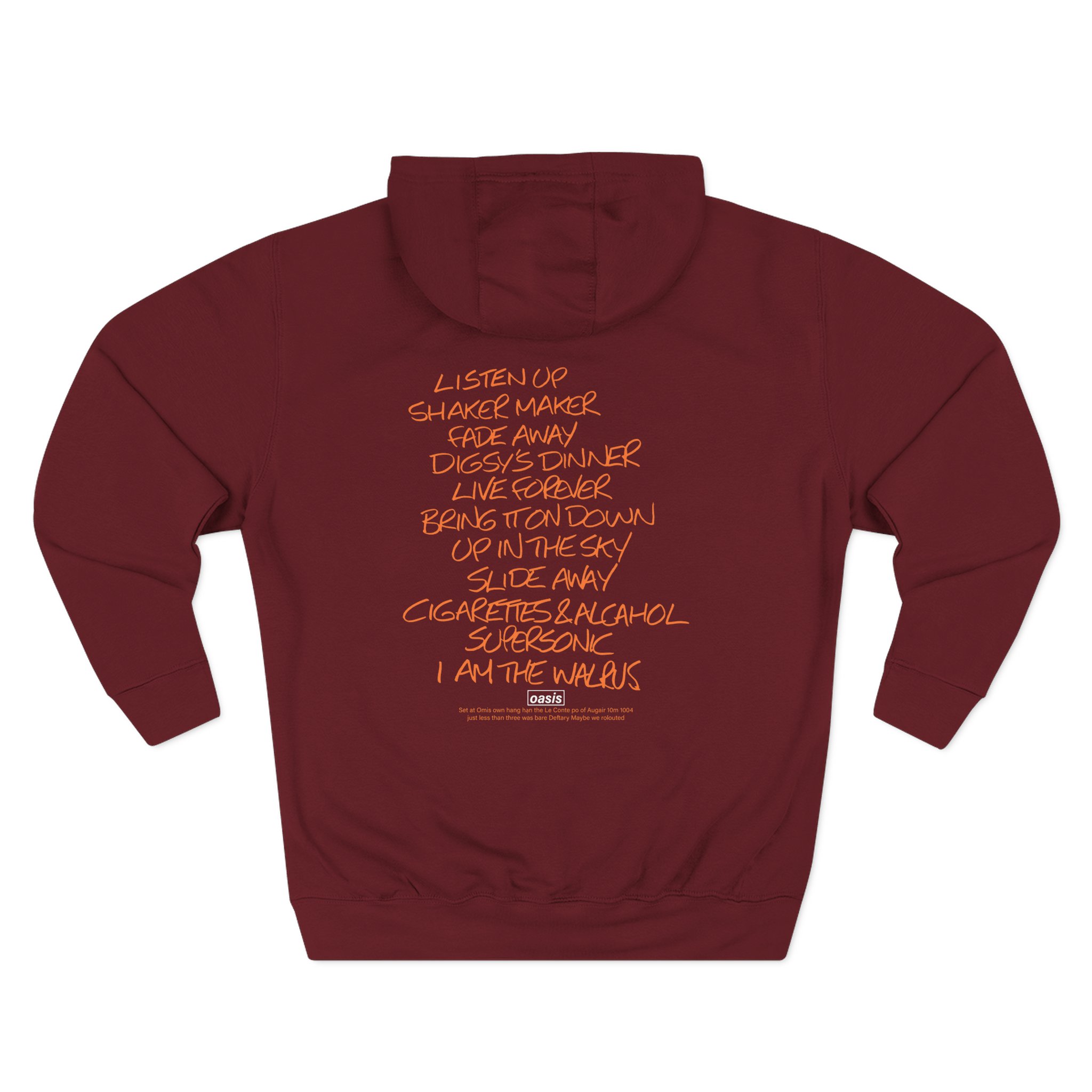 Oasis Setlist Three-Panel Fleece Hoodie