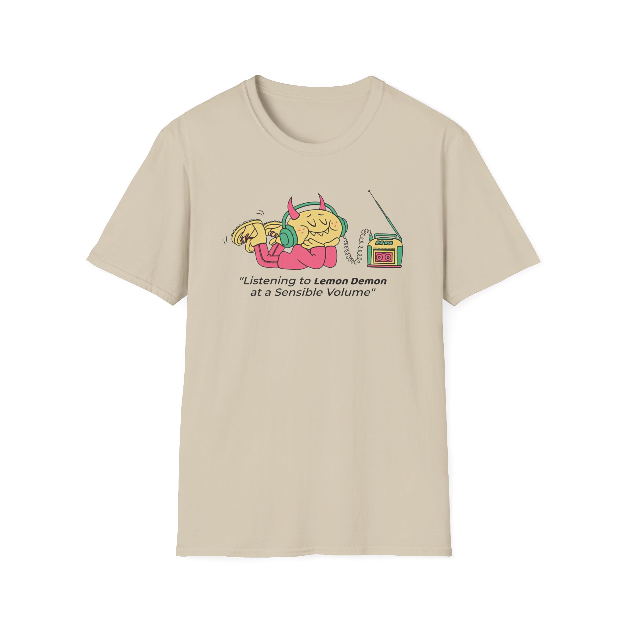 Lemon Demon Listening to at a Sensible Volume Unisex Softstyle T-Shirt