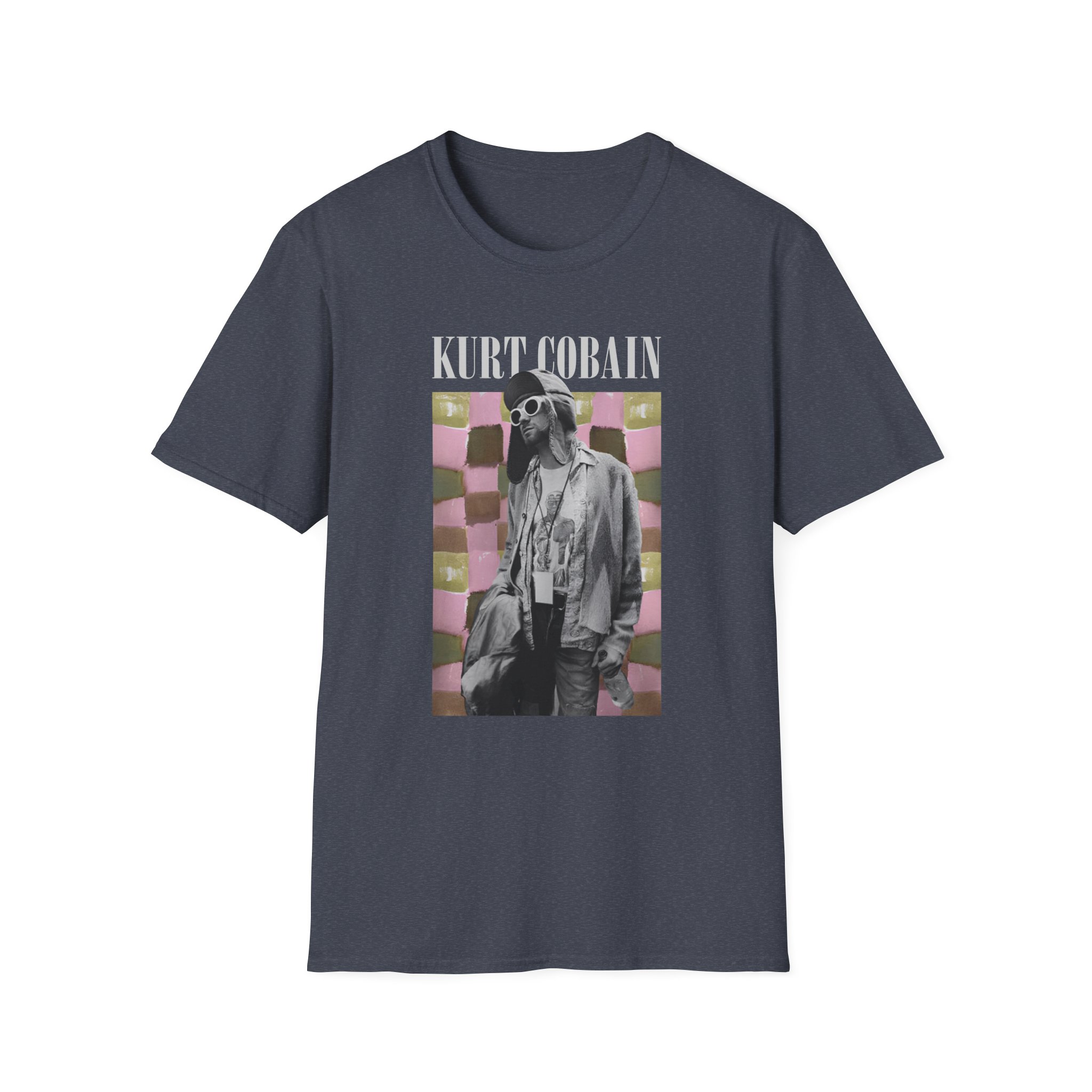 Kurt Cobain Checkered Unisex Softstyle T-Shirt