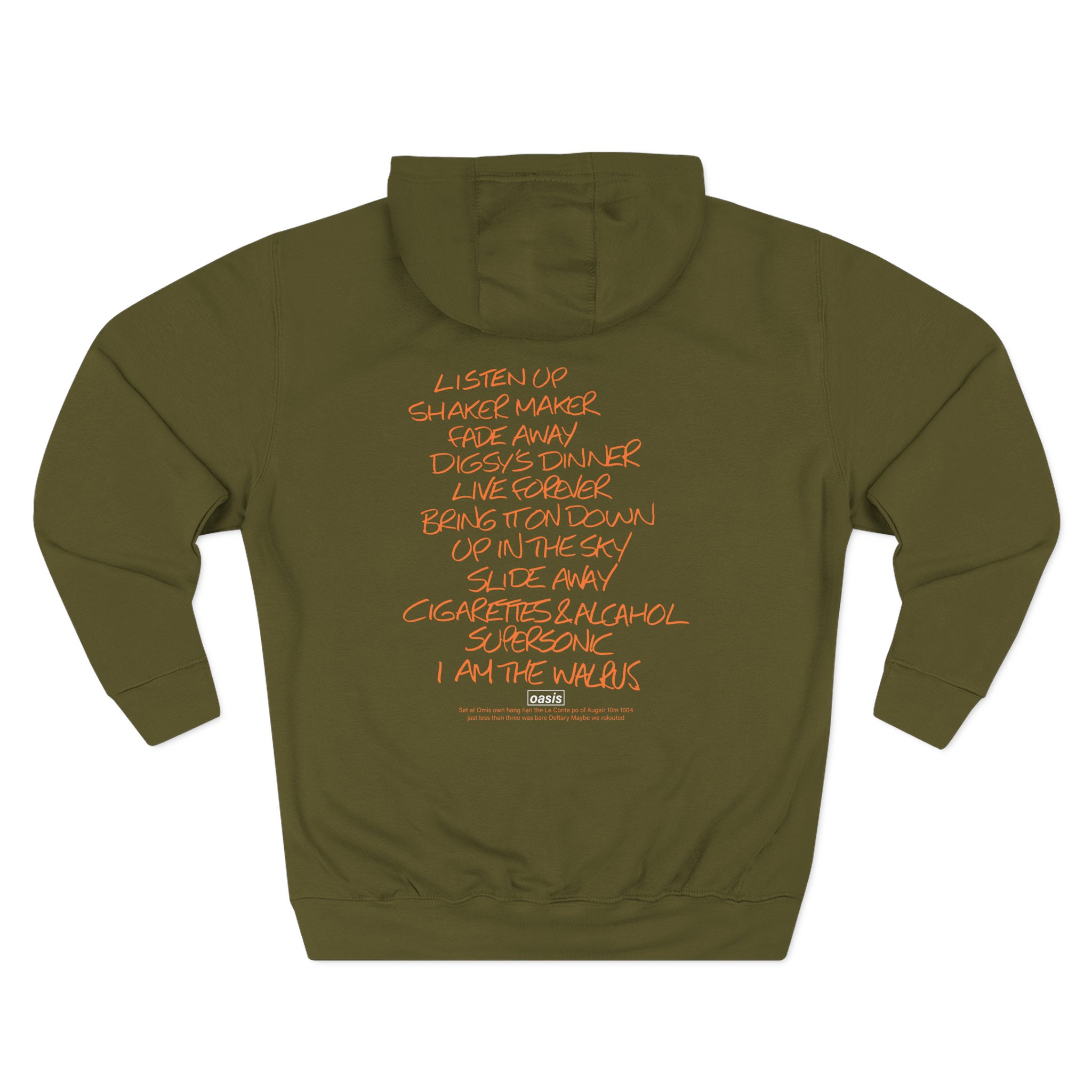 Oasis Setlist Three-Panel Fleece Hoodie