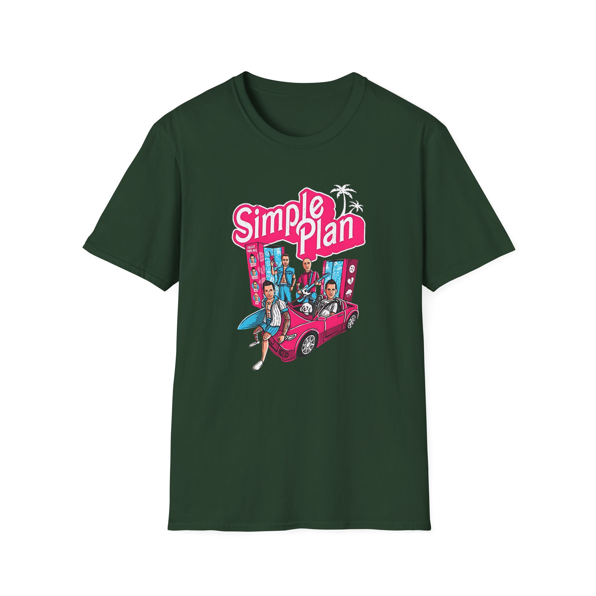 Simple Plan Dolls and Car Unisex Softstyle T-Shirt