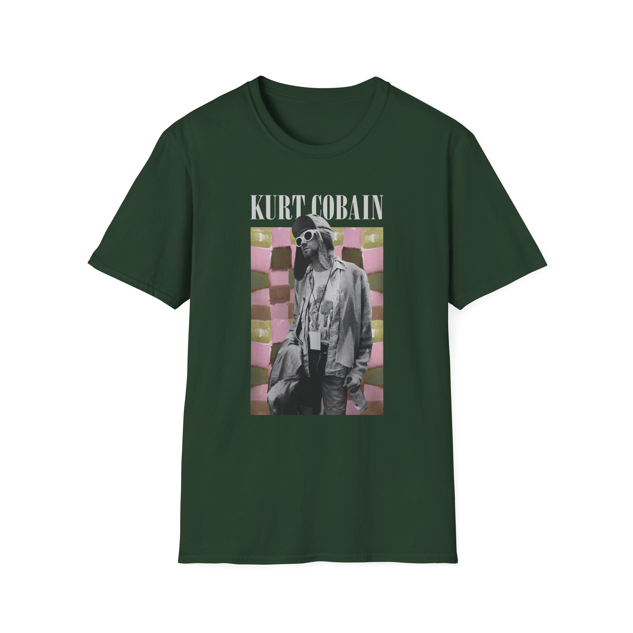 Kurt Cobain Checkered Unisex Softstyle T-Shirt