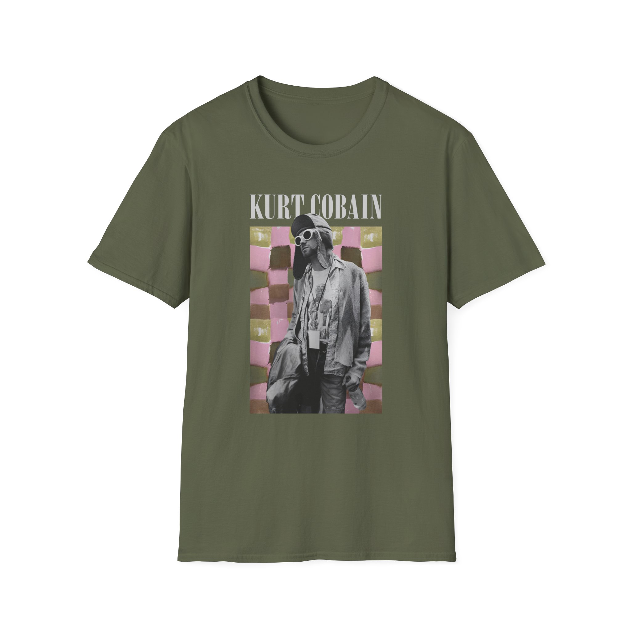 Kurt Cobain Checkered Unisex Softstyle T-Shirt