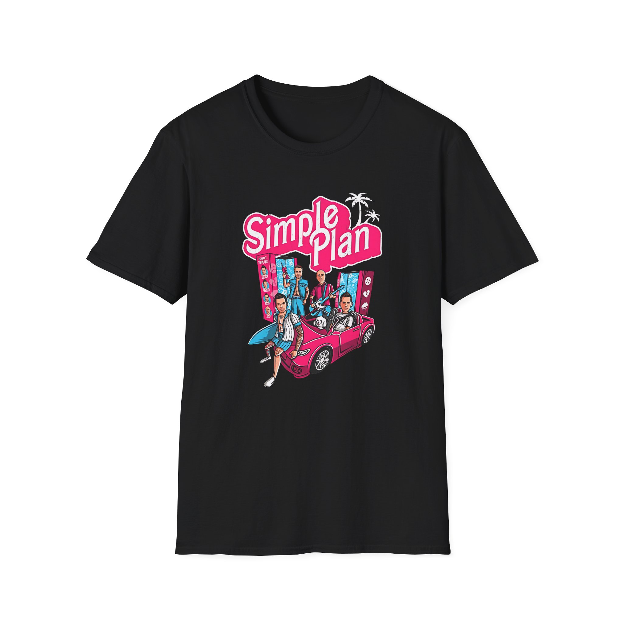 Simple Plan Dolls and Car Unisex Softstyle T-Shirt