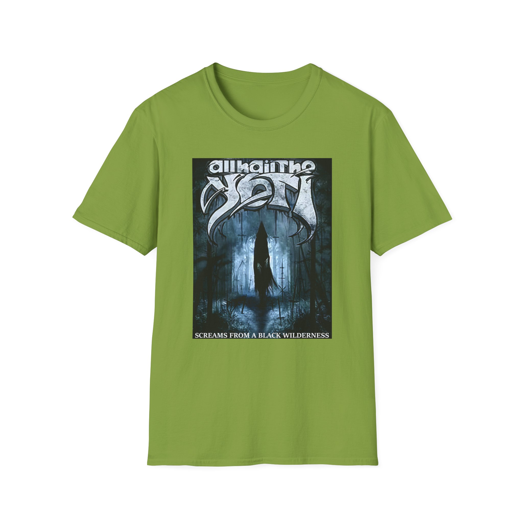 All Hail the Yeti Screams From a Black Wilderness Unisex Softstyle T-Shirt