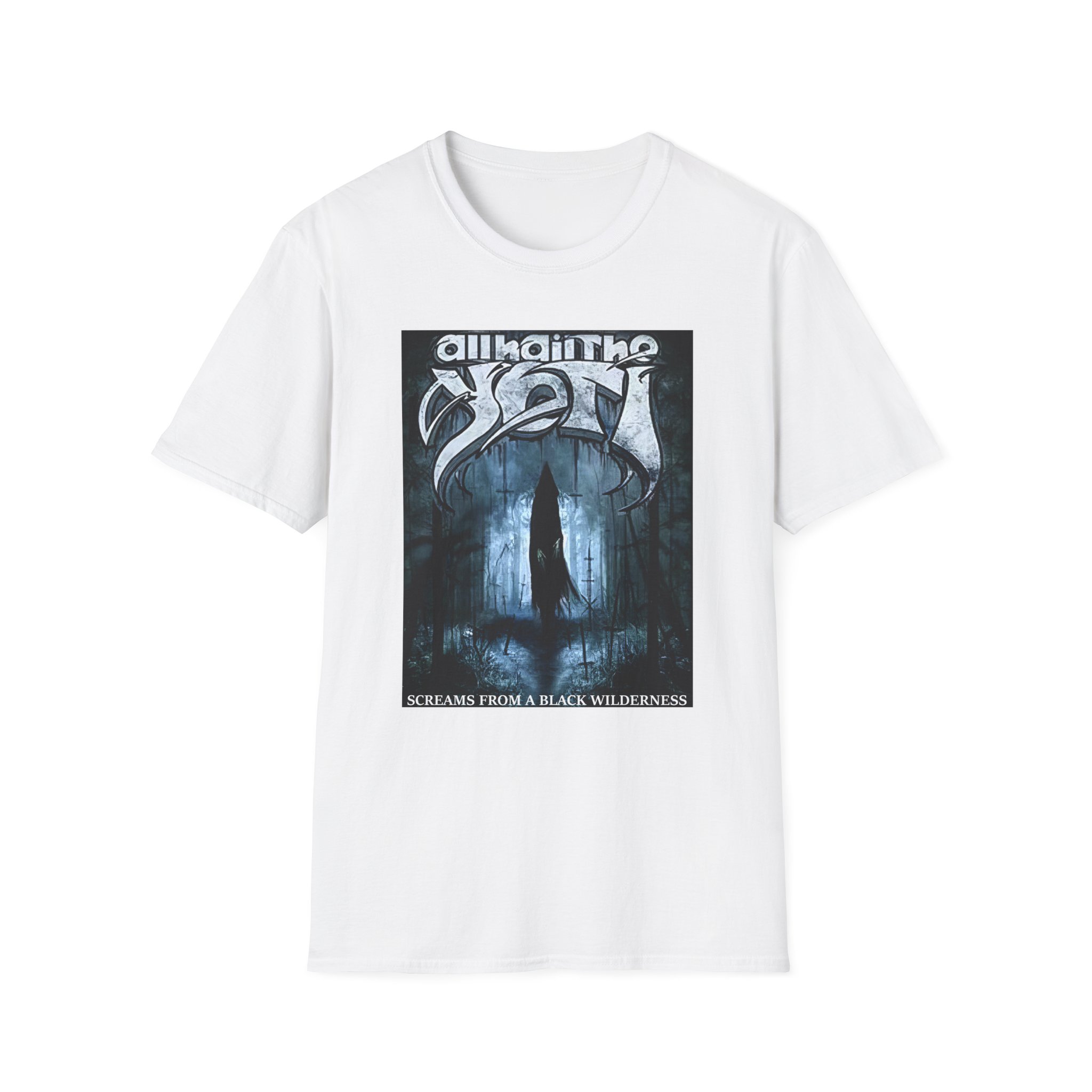 All Hail the Yeti Screams From a Black Wilderness Unisex Softstyle T-Shirt