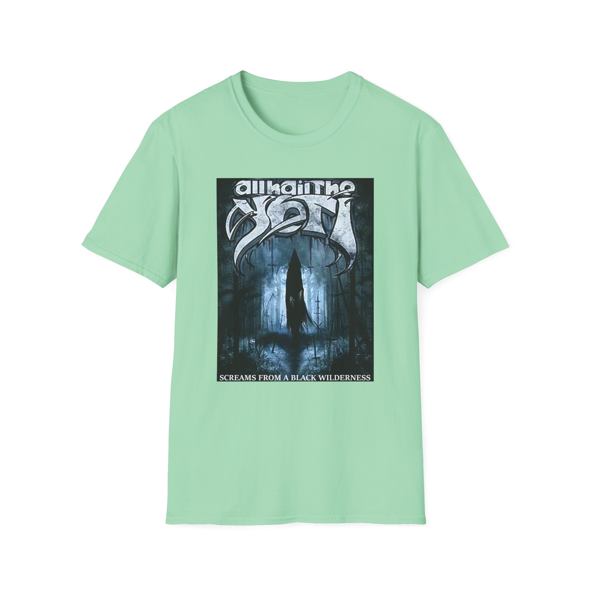 All Hail the Yeti Screams From a Black Wilderness Unisex Softstyle T-Shirt