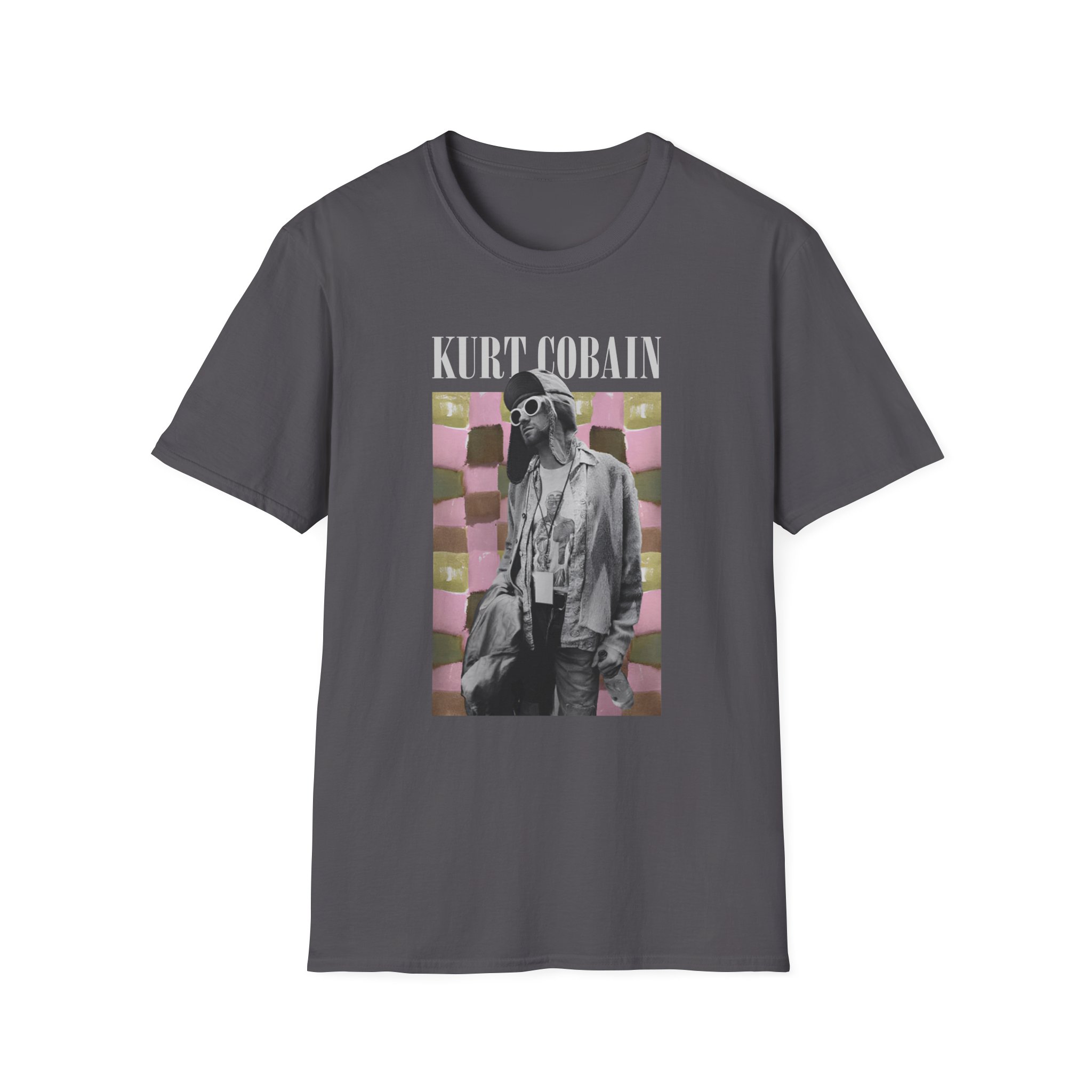 Kurt Cobain Checkered Unisex Softstyle T-Shirt
